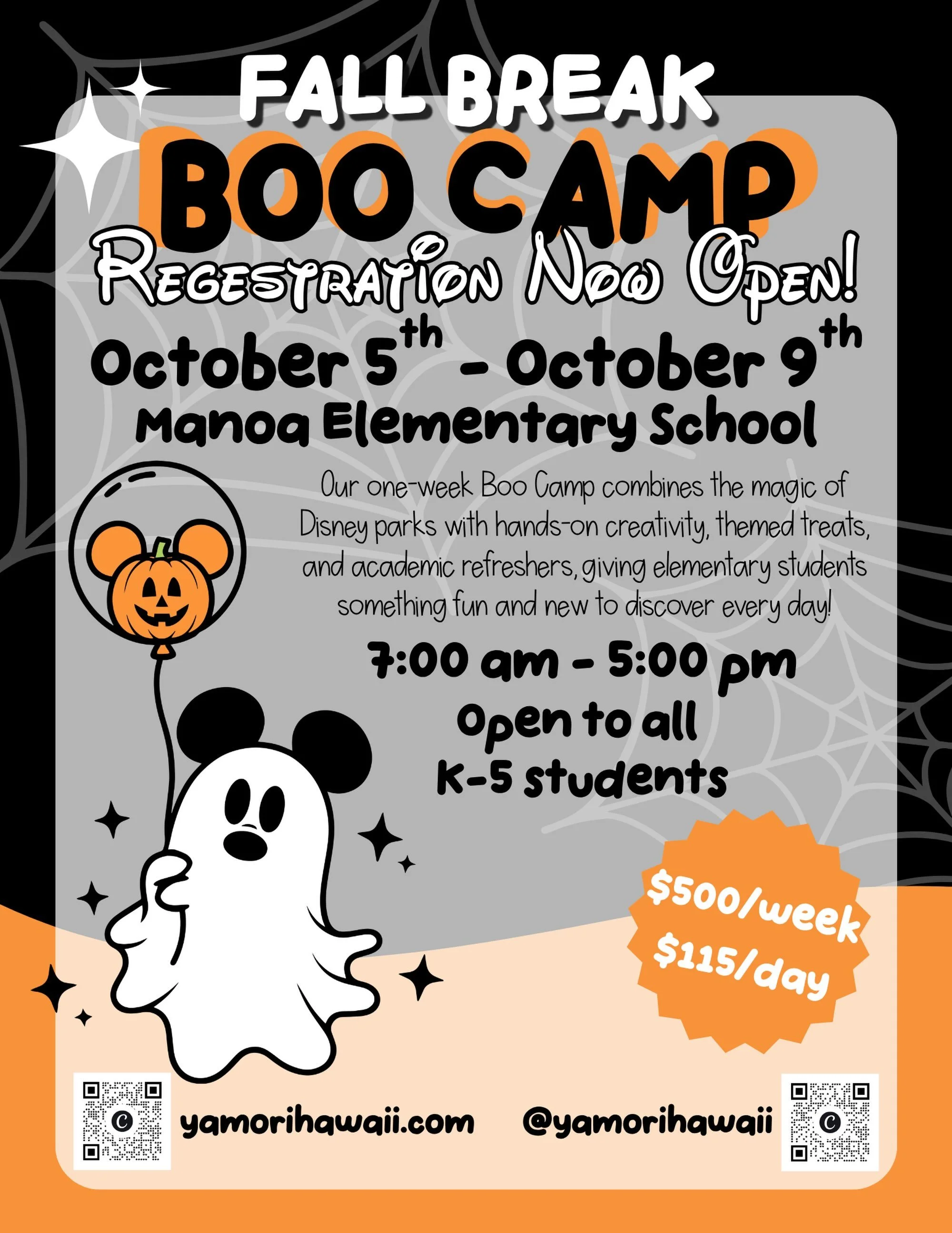 Join us for fun &amp; engaging activities at Manoa Elementary! Registration is now open!

#magical #boo #fallbreak #oahuhawaii #disney