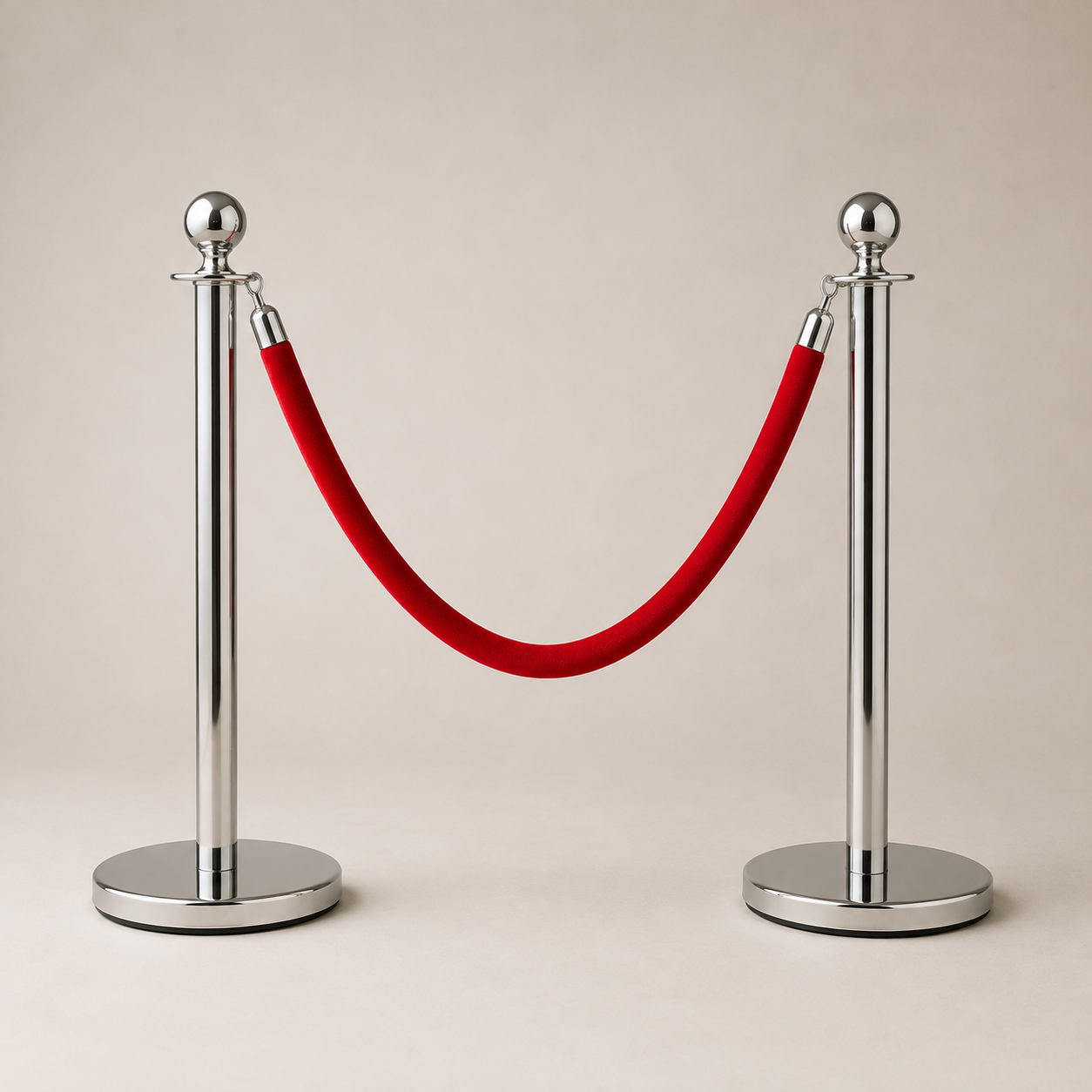 Silver Stanchions with Velvet Rope
