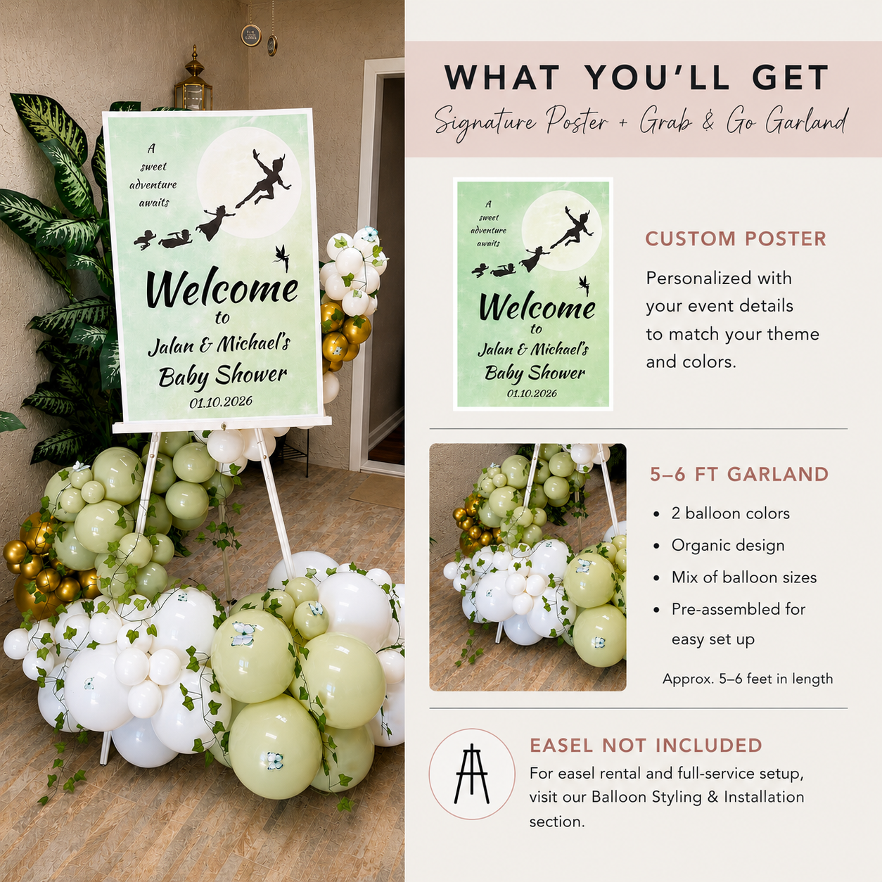 Custom Poster + Signature Balloon Garland