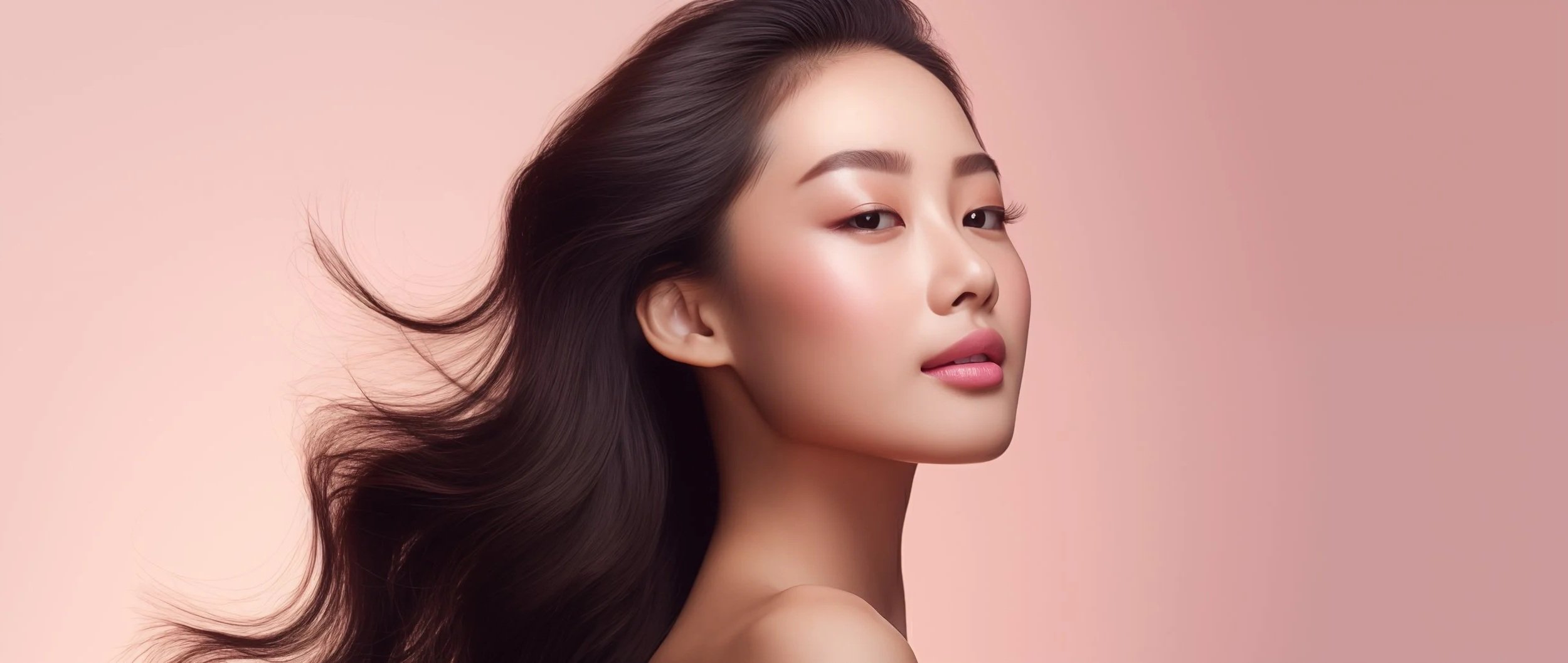 Portrait of a woman with smooth, luminous skin and a soft natural makeup look