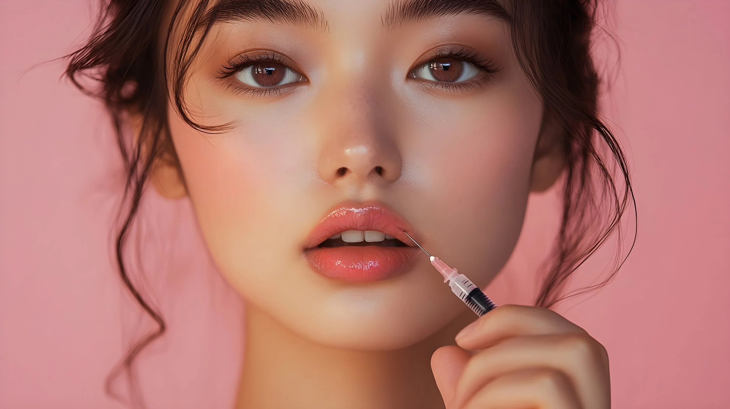 Close-up of a woman receiving lip filler. Links to Preventative Injectables on the Services page.