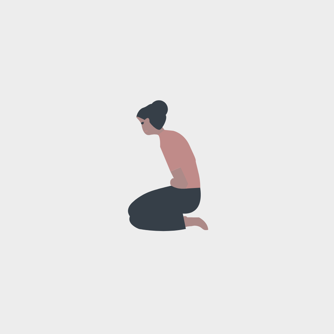 drawing of a women hunching over with pelvic pain