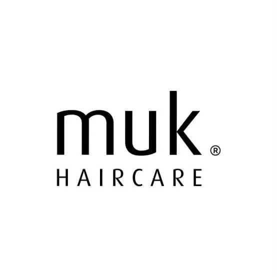 Logo for MUK Haircare in black and white with the brand name and product category.