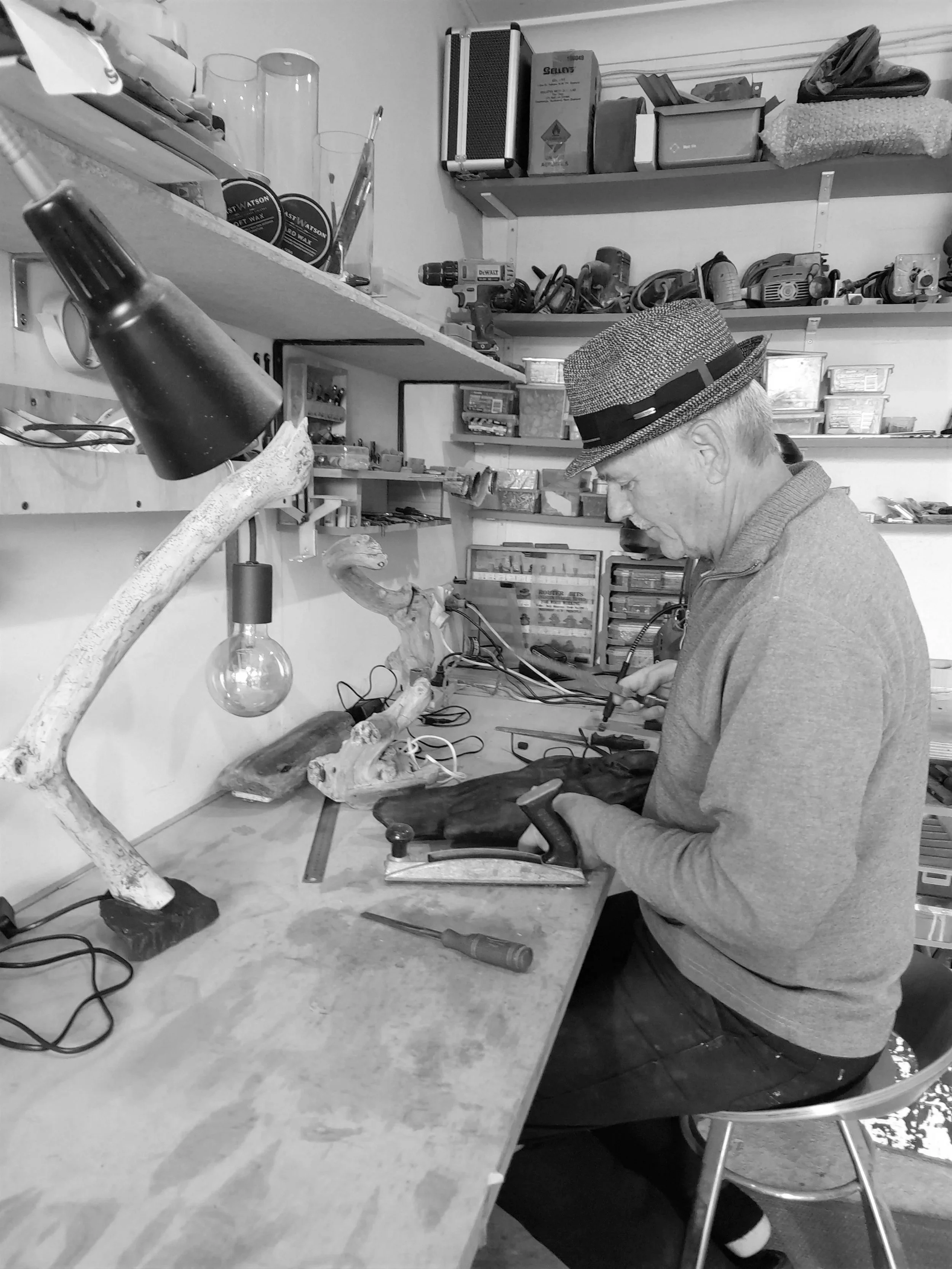 Ole Jensen working in his South Coast, Kiama studio