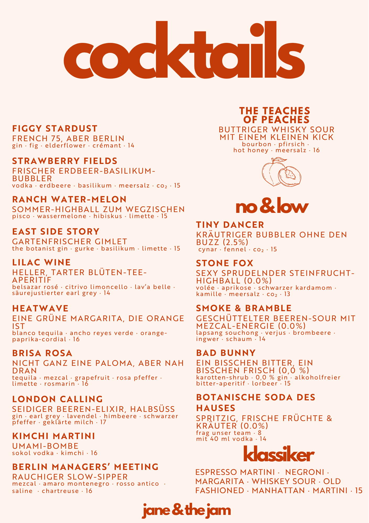 Cocktail Menu German