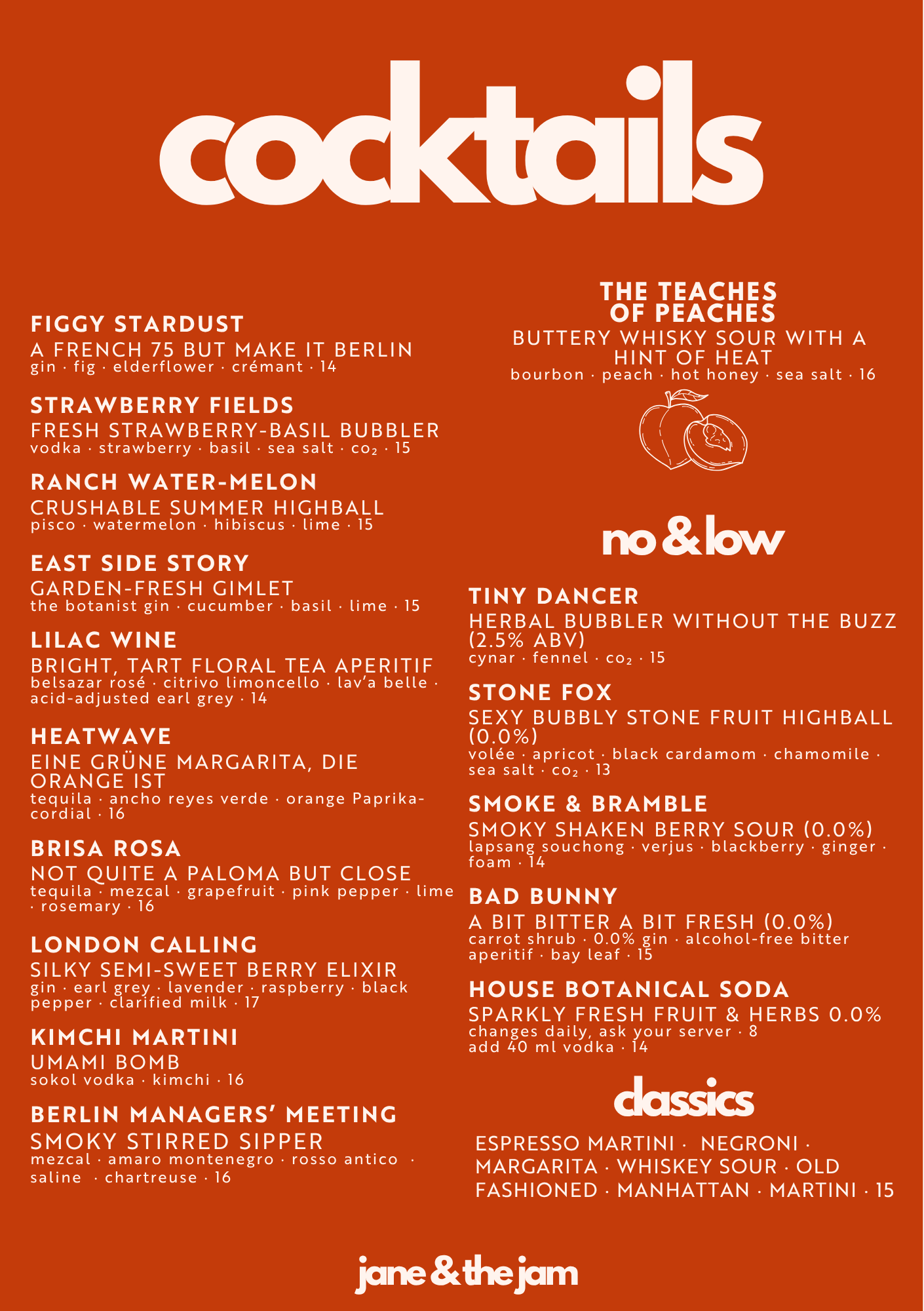 Cocktail Menu English