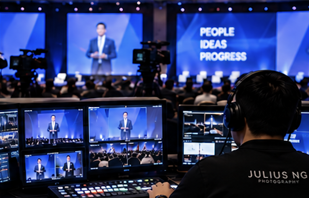 Multi-camera live feed production for a corporate conference in Johor Bahru