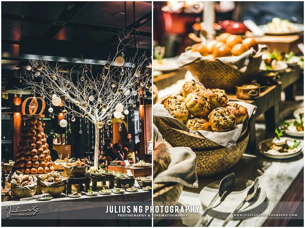 Professional event photography showcasing premium buffet and catering setup at the New Year's Eve party at One&Only Desaru Coast