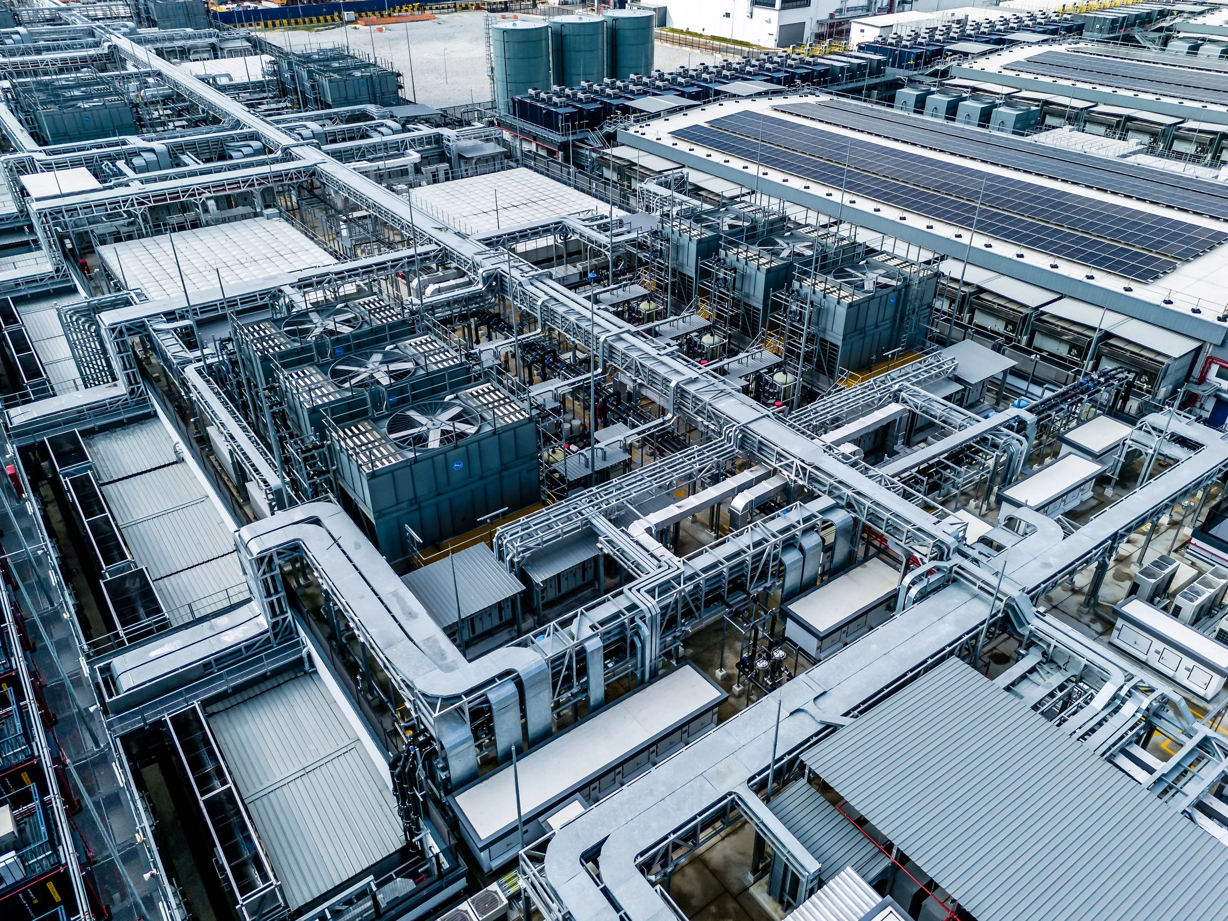 Aerial photography of infrastructure at an AirTrunk data centre in Johor