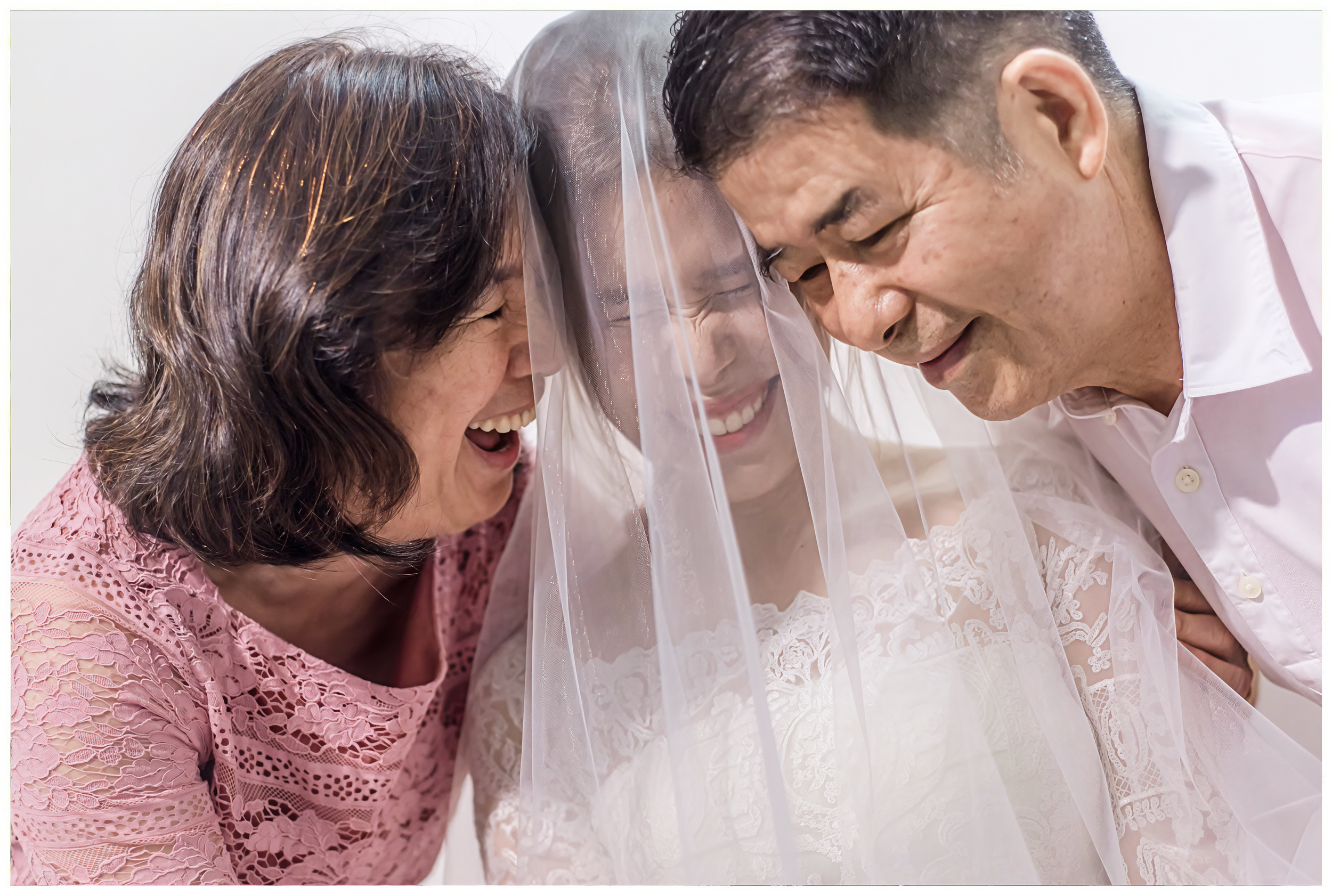 Tabitha sharing an emotional moment with her parents before her wedding
