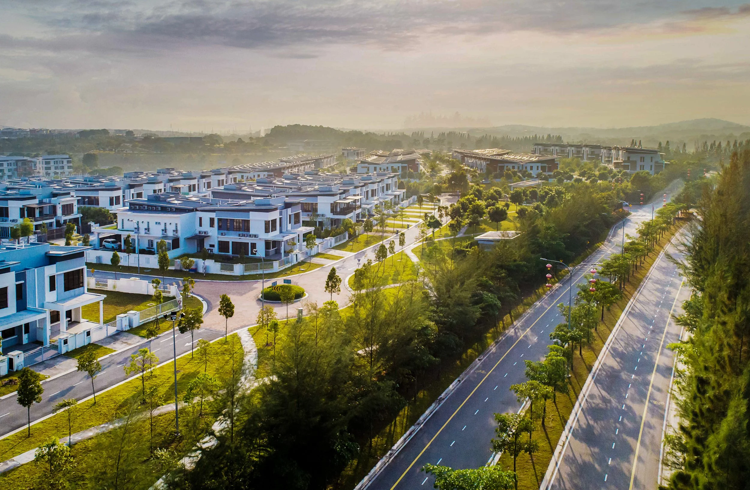 Aerial view showing Horizon Hills development and surrounding road accessibility in Johor Bahru