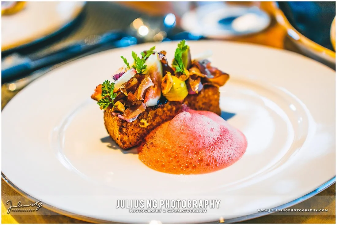 Signature gourmet course served during the Garden by the Coast chef's table dining experience at The Els Club Desaru Coast.