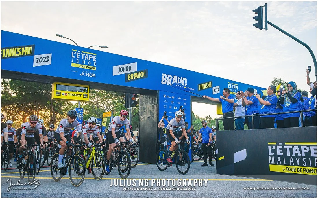 Official race flag-off for L'Étape Malaysia by Tour de France, showcasing professional sports event photography in Johor.