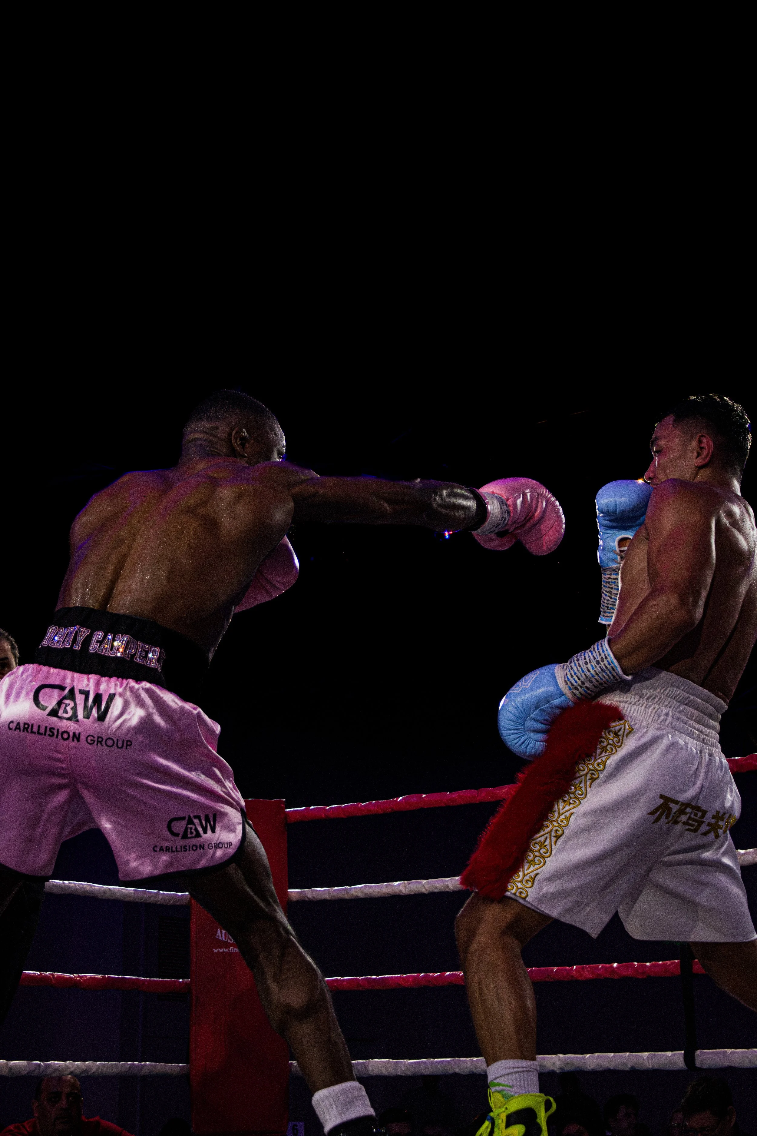 Victor Nagbe and Yesihati Yeerken boxing at the Road To Contender event in Ballarat. This photo was produced by 93Creativ