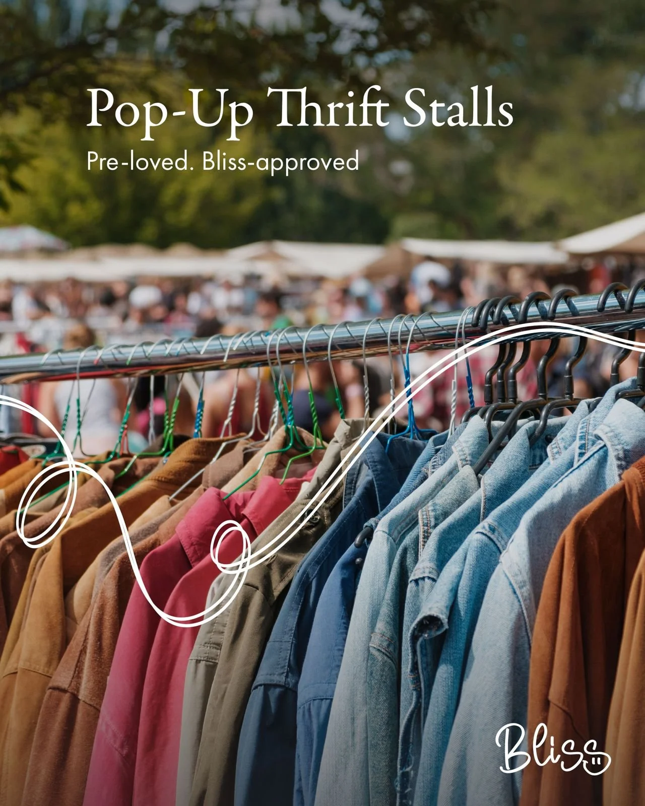 Pre-loved. Bliss approved.
A little shopping between sets? Yes, please😱

Our pop-up stalls are bringing a beautifully curated mix of pre-loved finds, resort wear, jewellery and accessories to Bliss. Browse the rails, find your next favourite piece, 