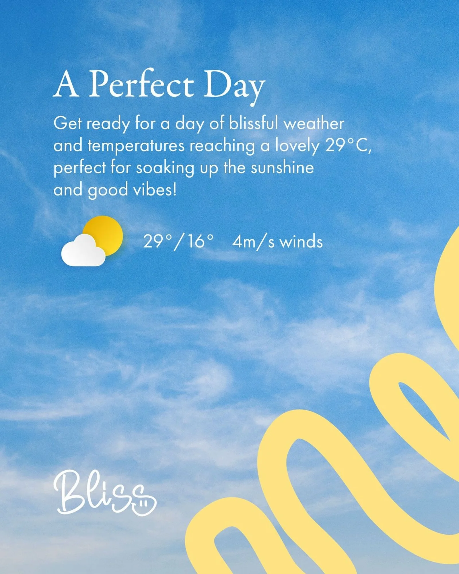 Your Bliss weather update is looking bright! ☀️ Saturday&rsquo;s forecast is currently giving us 29&deg;C and gentle breezes - just the weather for a day on the lawns with your favourite people.

Pack your sunblock, hats and dancing shoes, plus a lig