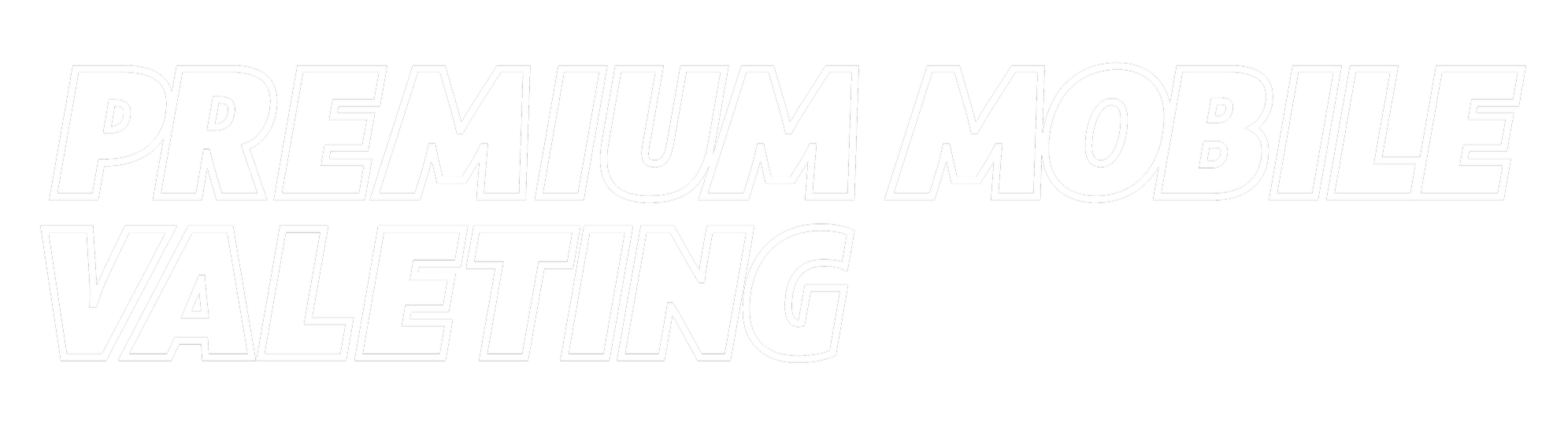 Text reading 'Premium Mobile Valeting' in bold outlined letters on a black background.