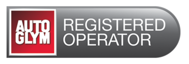 Auto Gym Registered Operator badge with red and gray design.
