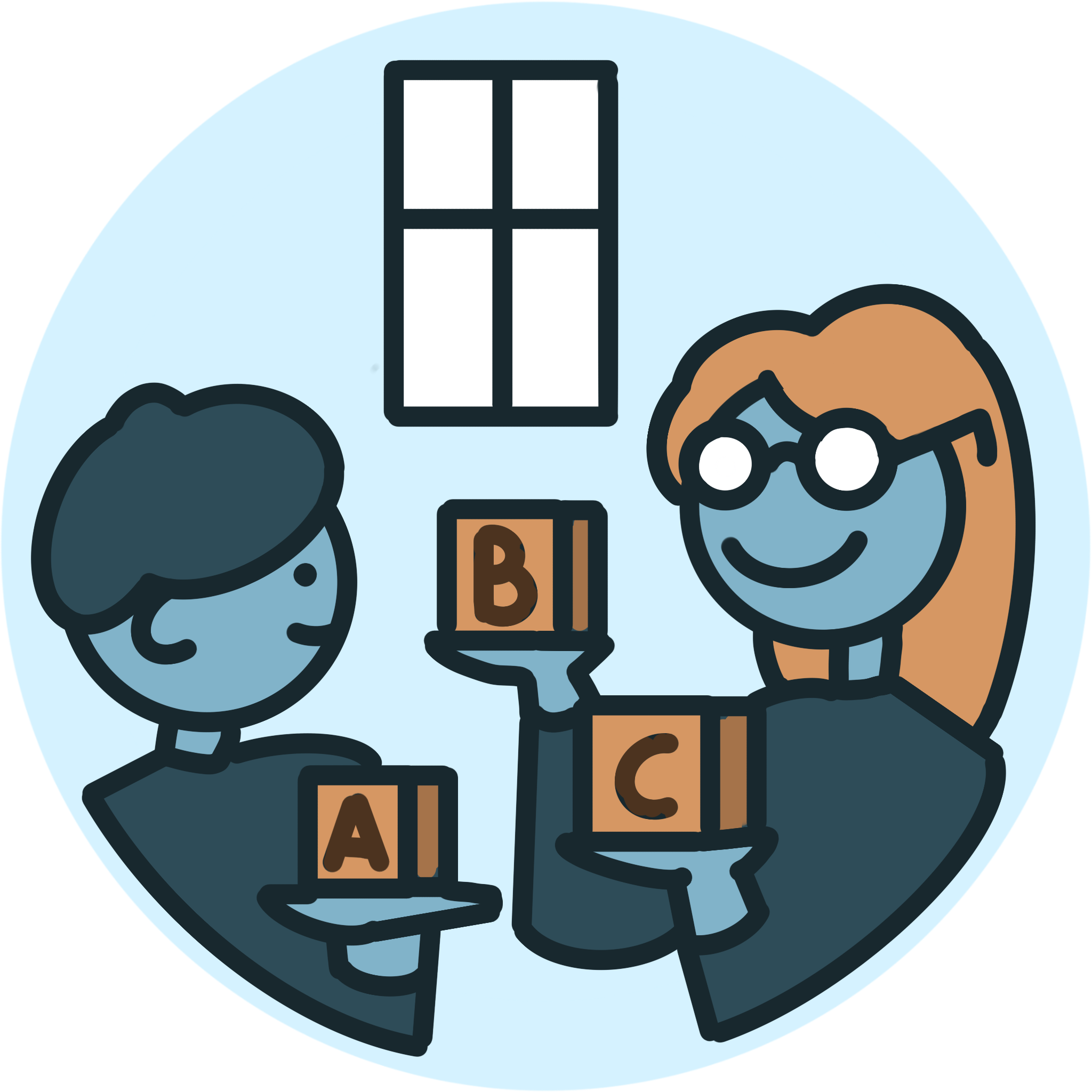 Cartoon illustration of a person's head with glasses, a brain, and a block with the word 'BIG' on it.