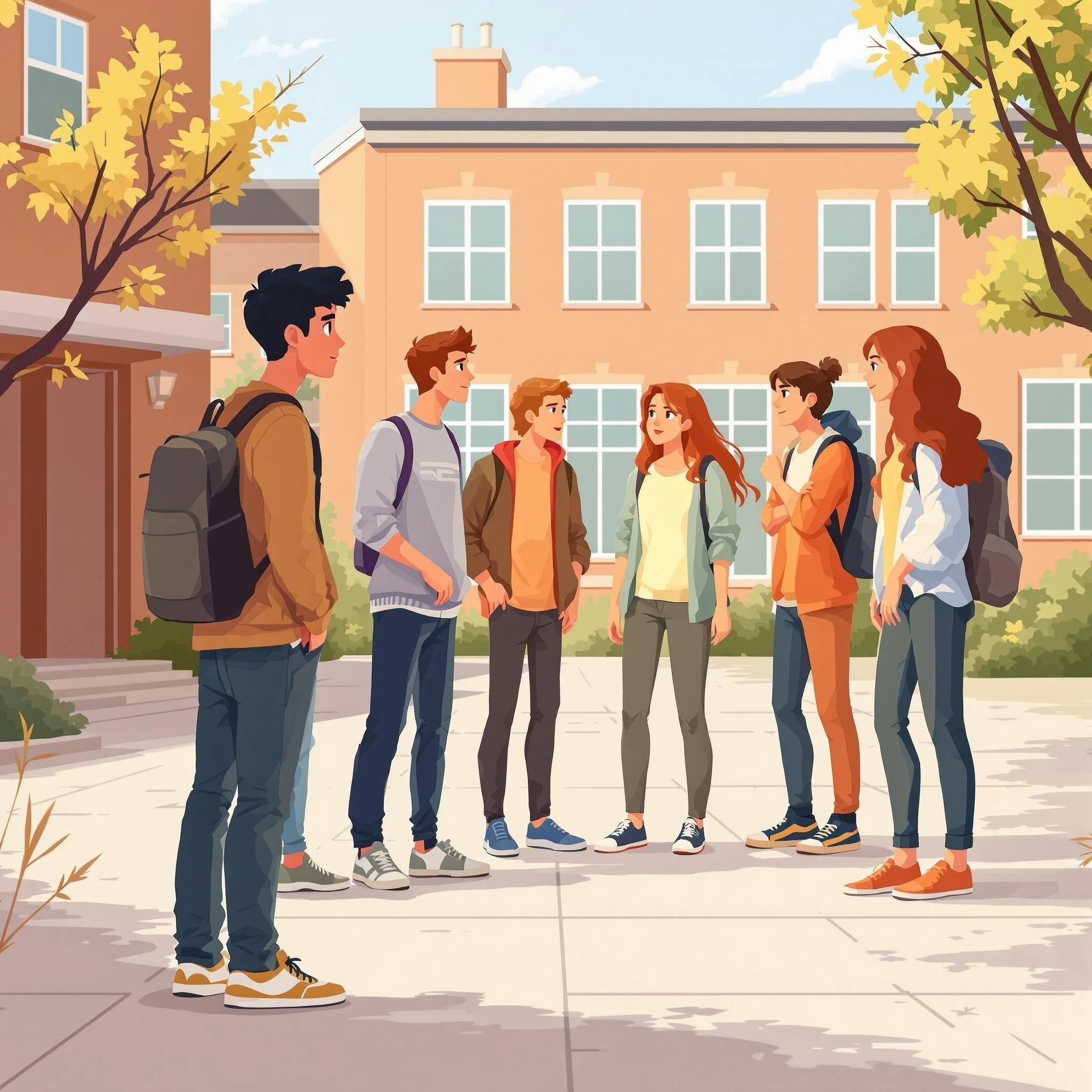 teenage boy watching group