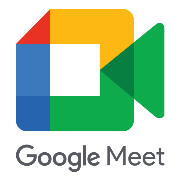 Google Meet logo with colorful camera icon and text