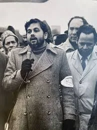 Chowdhury Mueen Uddin at a demonstration in the 1980s