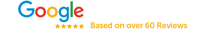 Google reviews badge with five gold stars and 'Excellent 5/5' rating based on over 60 reviews.