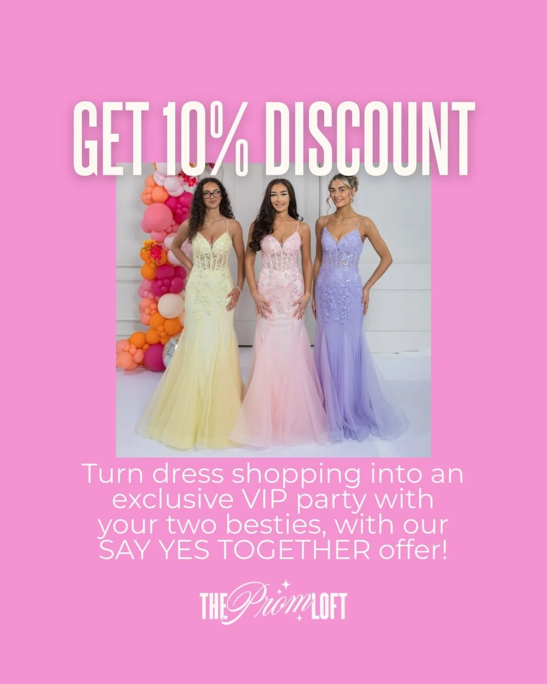 Prom dress shopping is 100% better together. Book in with your two besties, find your dream dresses, and say YES together to get 10%.

Appointment diary opens THIS Monday! (Or head to the website now to get 24 hours early access) 🌟🌟🌟🌟