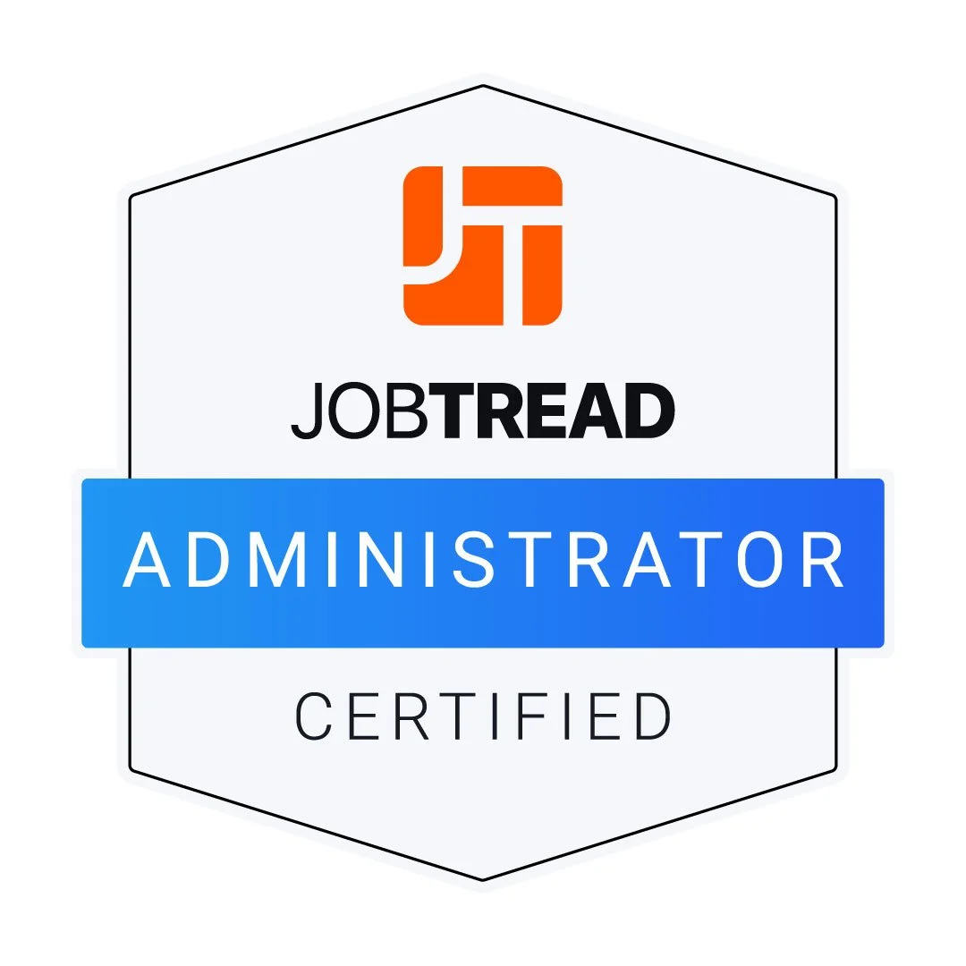 Badge with the JobTread logo, indicating certified administrator status