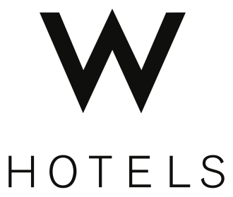 The logo for W Hotels, featuring a large black 'W' above the word 'Hotels'.