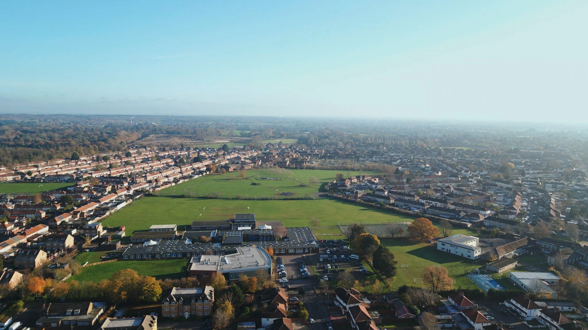Aerial view of town park