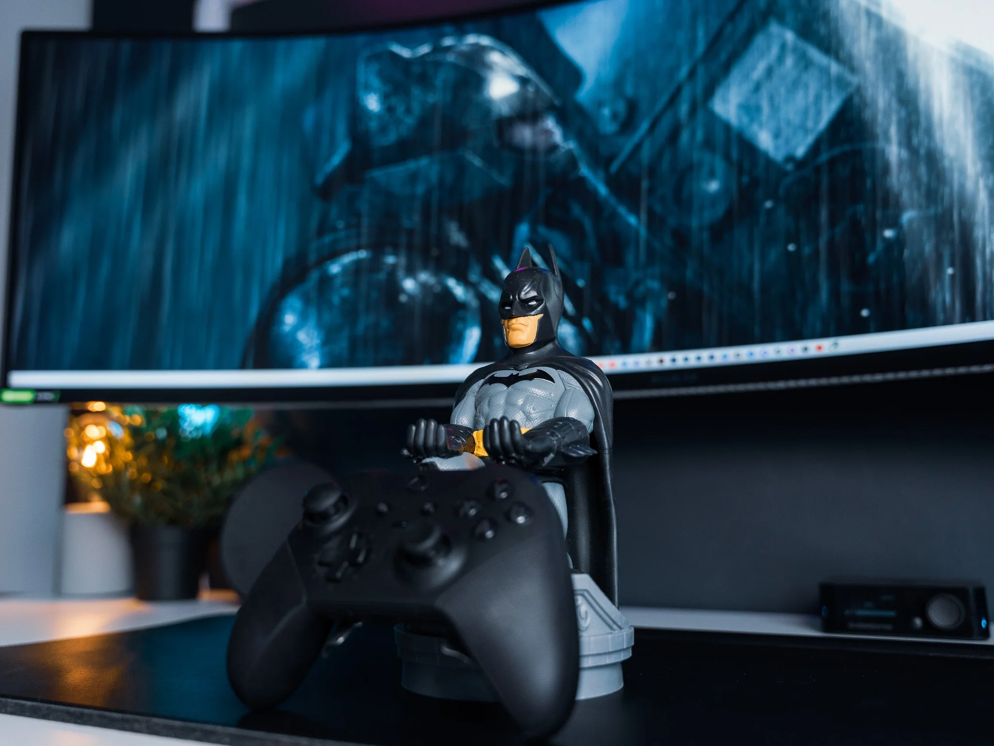 Cable Guys controller holder against the Samsung 49" Odyssey G7