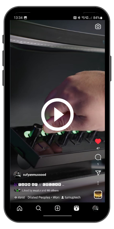 Screenshot of Turn Up mixer reel for a brand promo