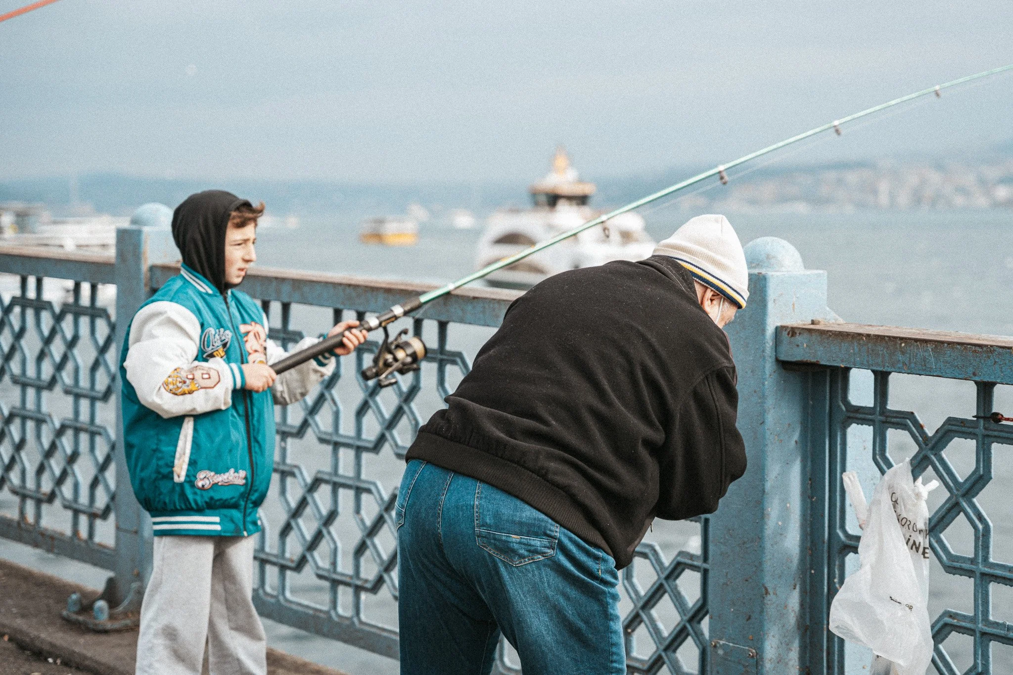 Fishing on the Bosphorus Bridge