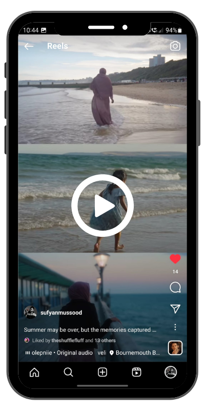 Screenshot of Bournemouth Beach Instagram reel