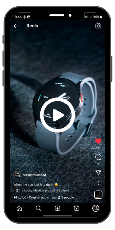 Screenshot of Samsung Galaxy Watch reel