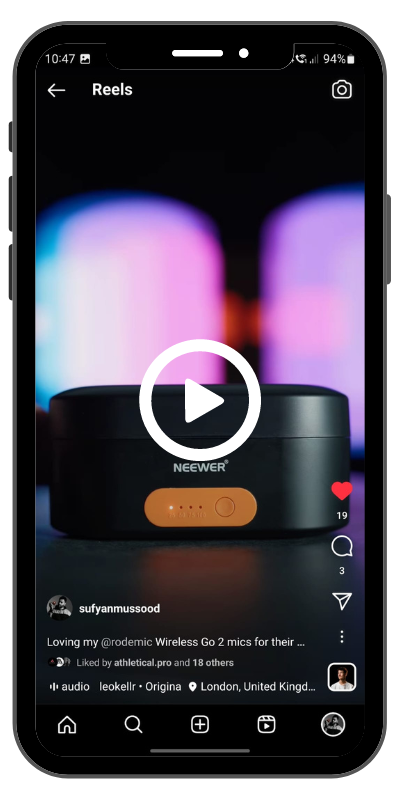 Screenshot of Rodemic and Neewer reel