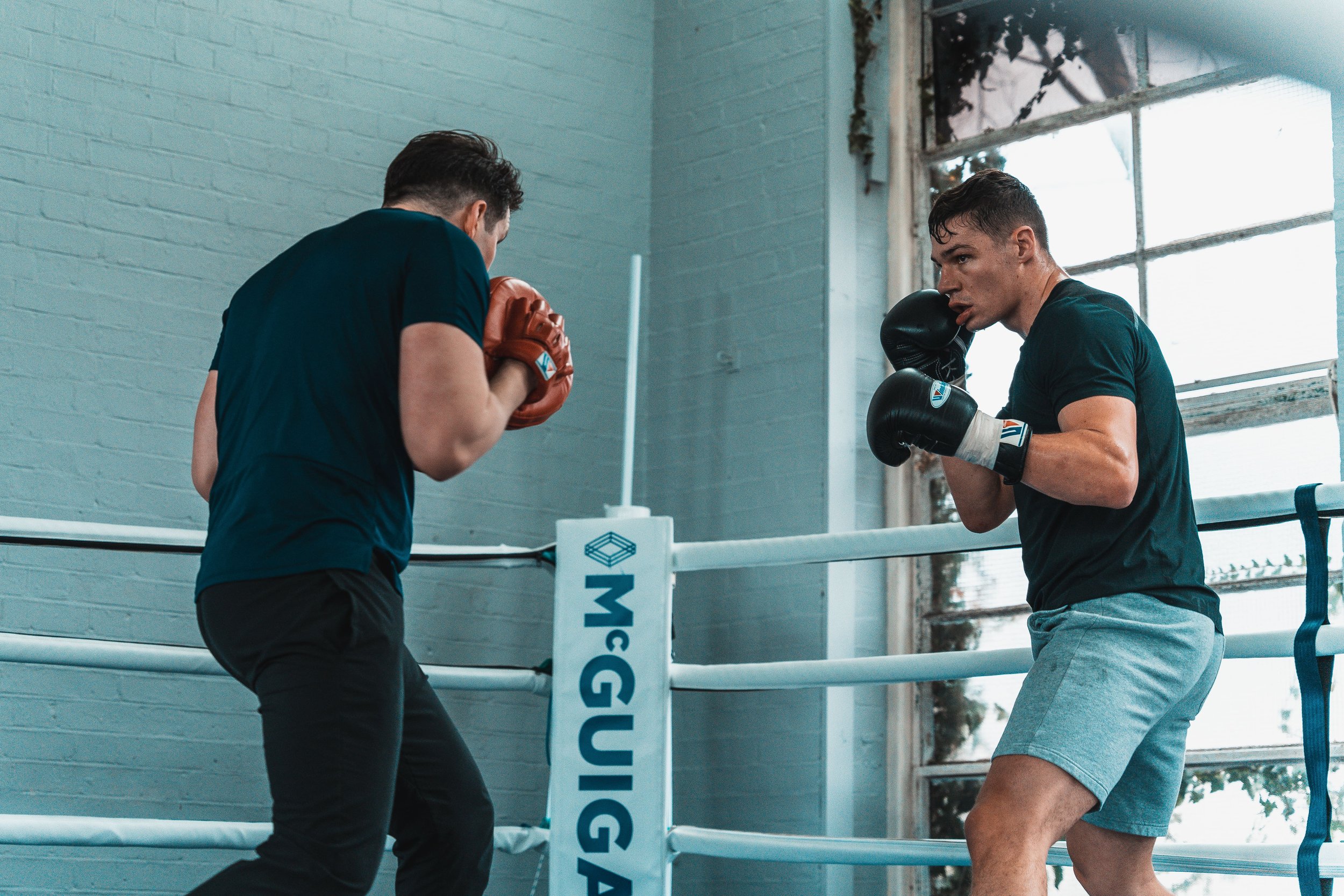 Chris Billiam training in the ring with Shane McGuigan