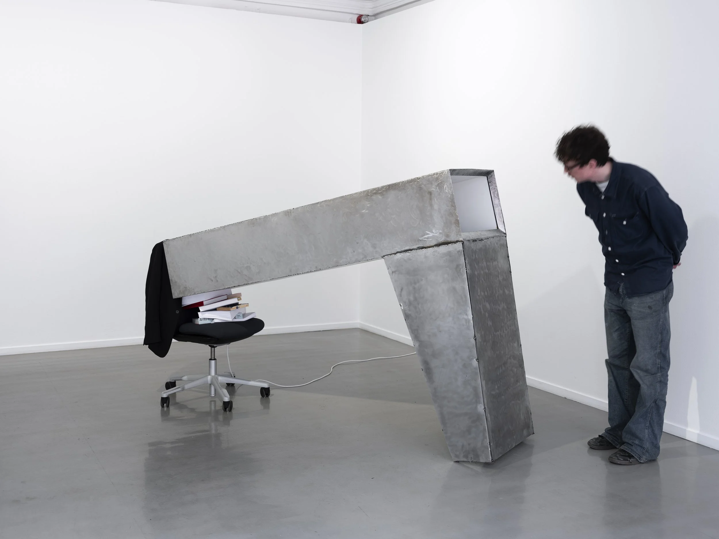 The help, 2026, video installation sculpture-W45xH138xL200cm-Video duration 11min 30sec