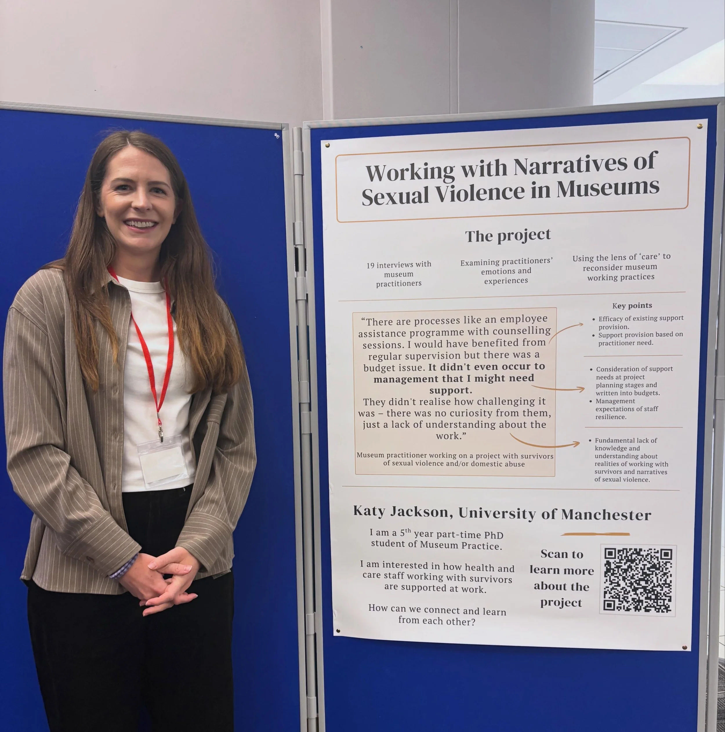 Obligatory &lsquo;awkward pic with the research poster&rsquo; pic, huge thanks to the amazing team @northumbriauni for a stimulating day examining support for survivors of sexual violence. 

As the only museologist in the room it was fascinating to c