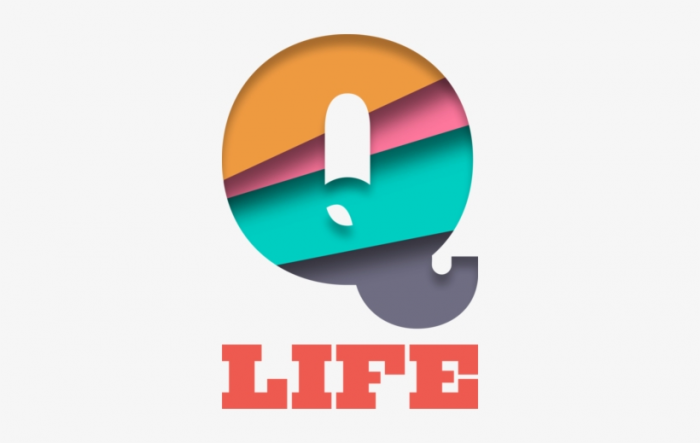 Colorful speech bubble with an exclamation point inside and the word 'LIFE' in bold red letters below.