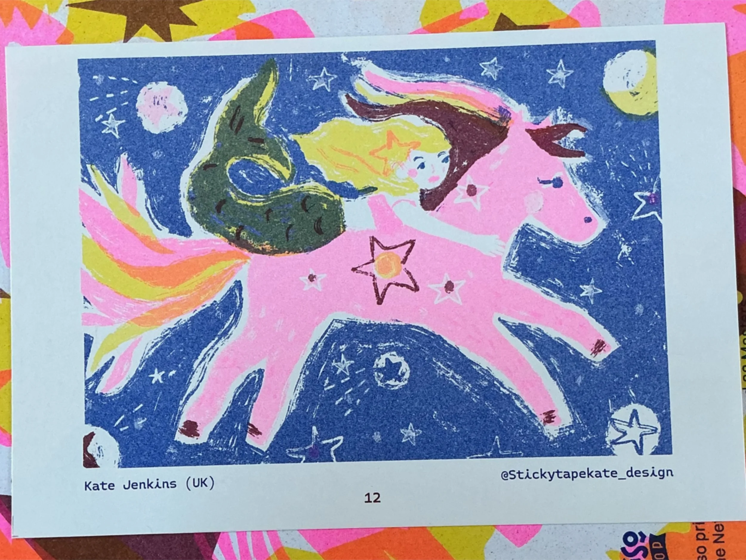 Fire Horse and mermaid riso print for a collaborative exhibition and zine,