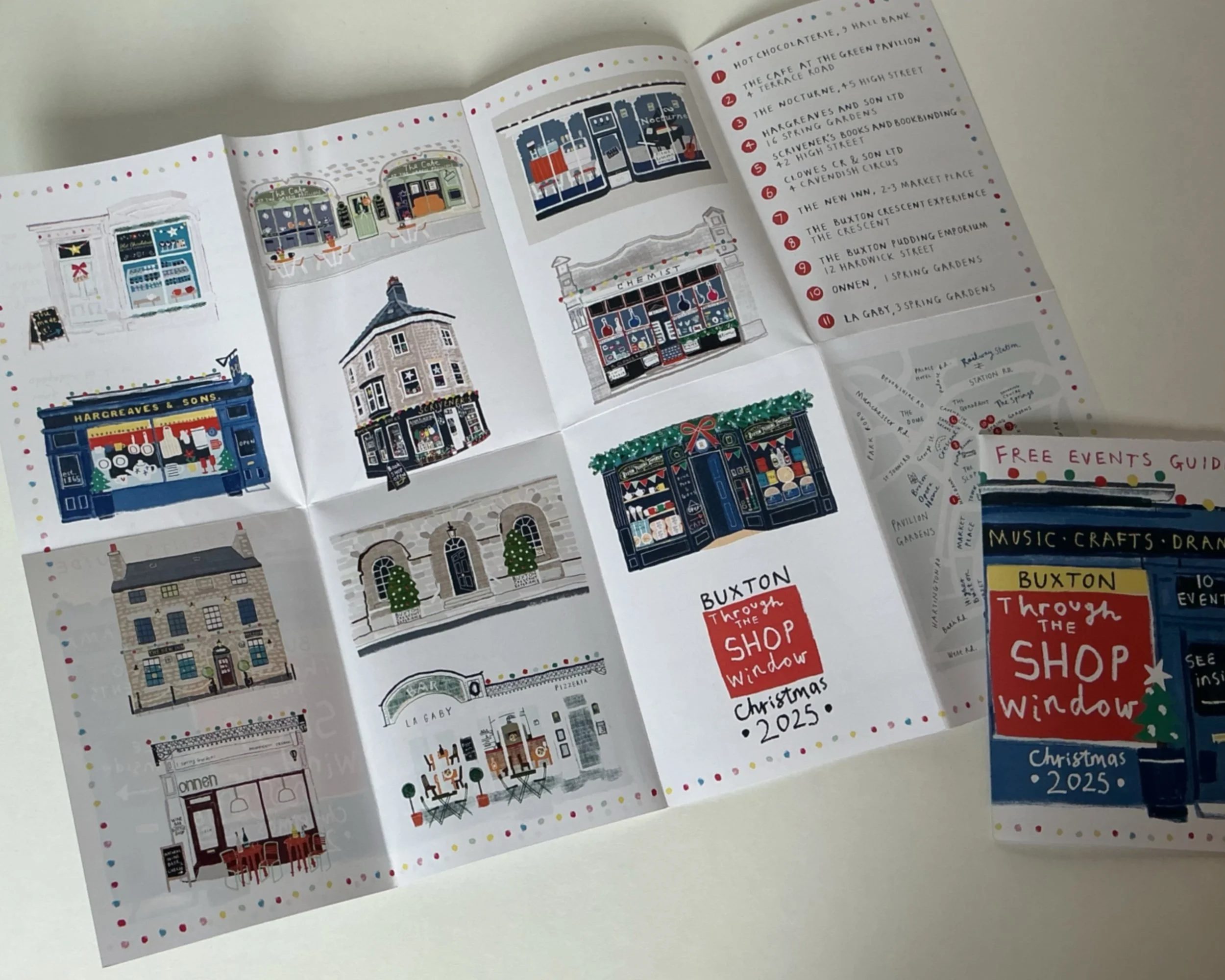 Buxton through the shop windows trail guide illustrated by Kate Jenkins.