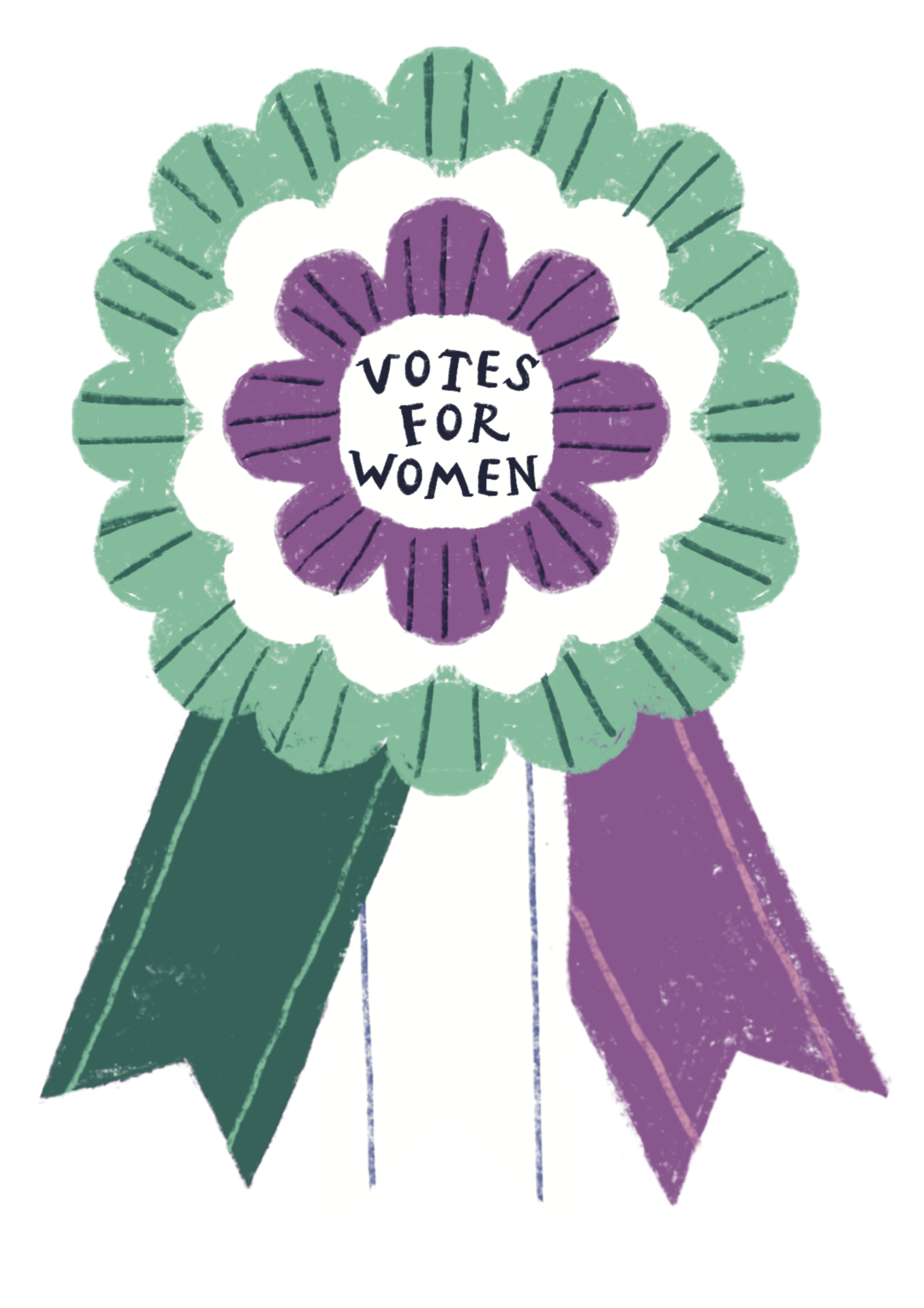 Purple, white and green rosette WSPU