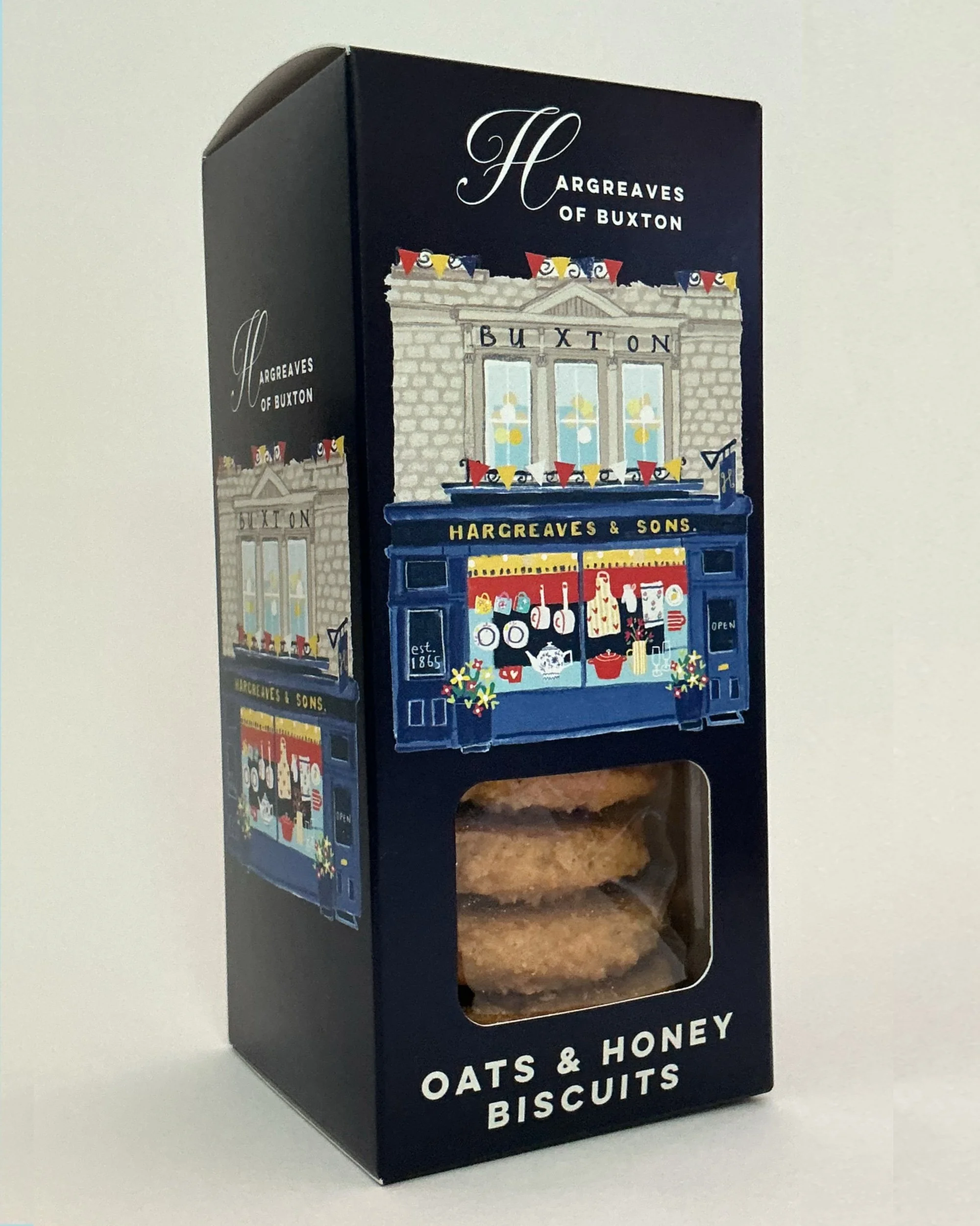 Oats and honey biscuits from Hargreaves of Buxton. Illustrated by Kate Jenkins.