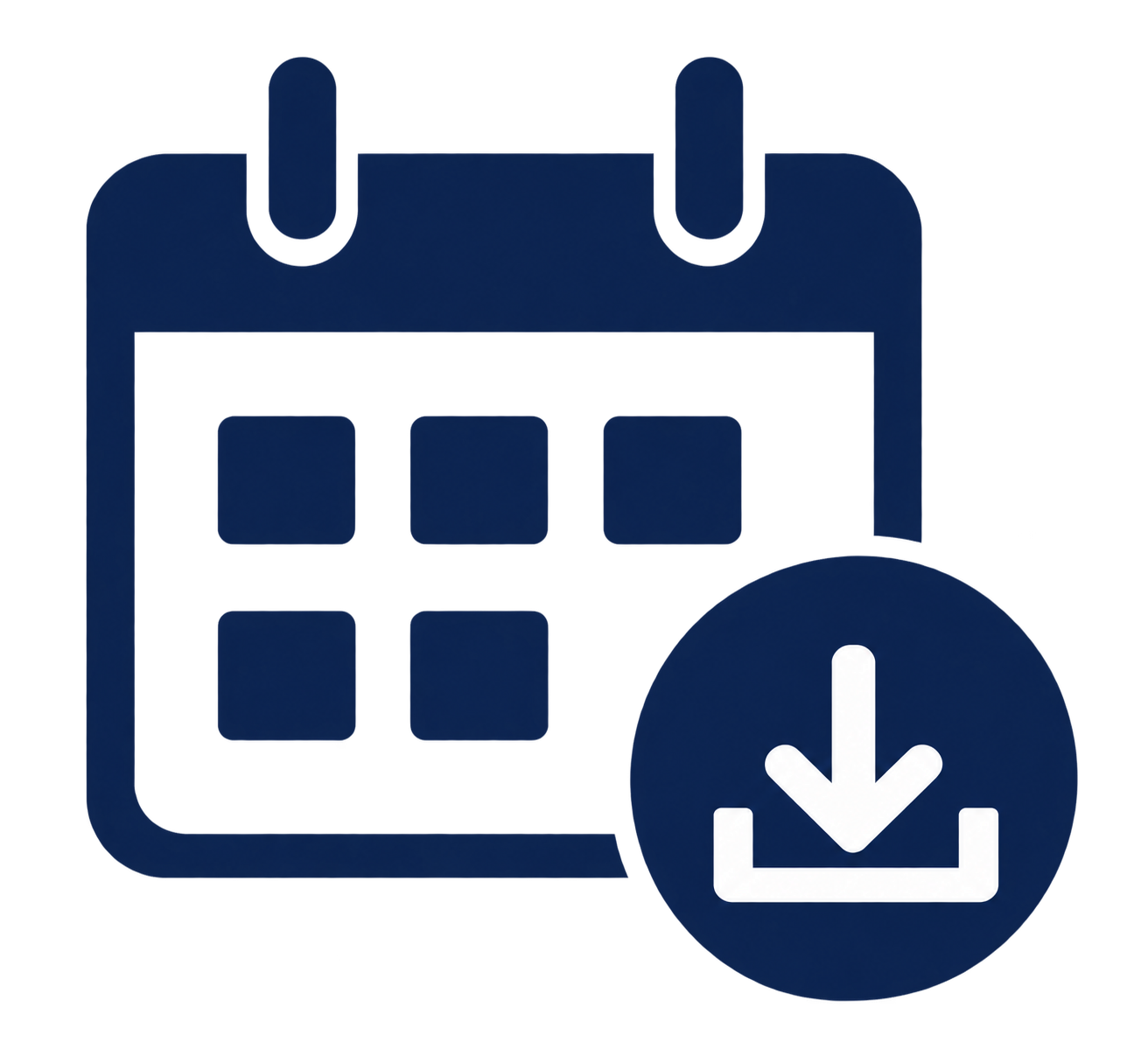 a calendar icon in navy blue