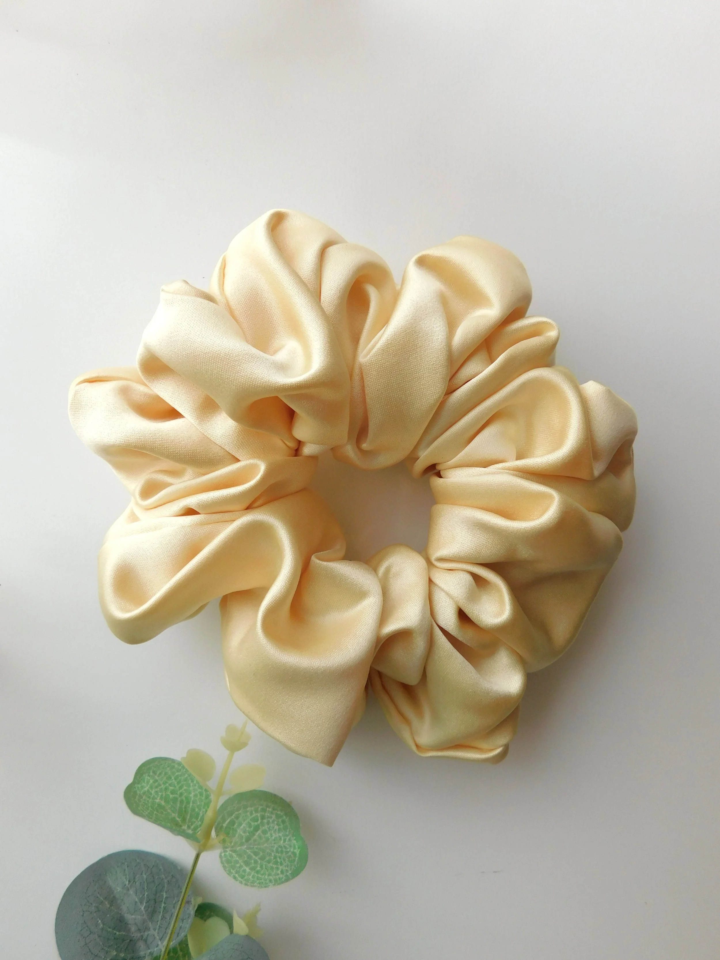 4 Butter Yellow Duchess Satin Plush Scrunchie.JPG