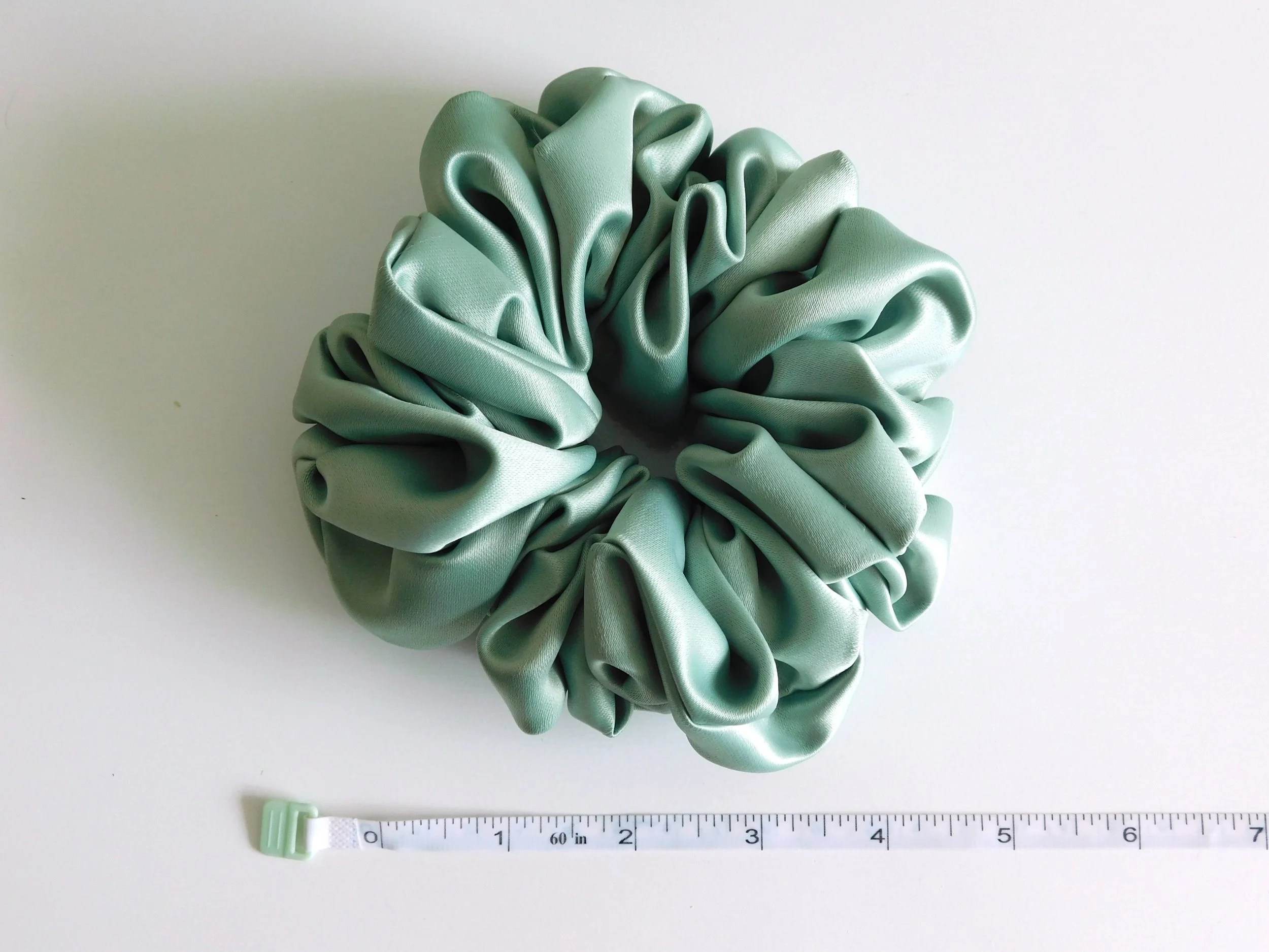 6 Sage Green Duchess Satin Plush Scrunchie Hair Accessorie.JPG