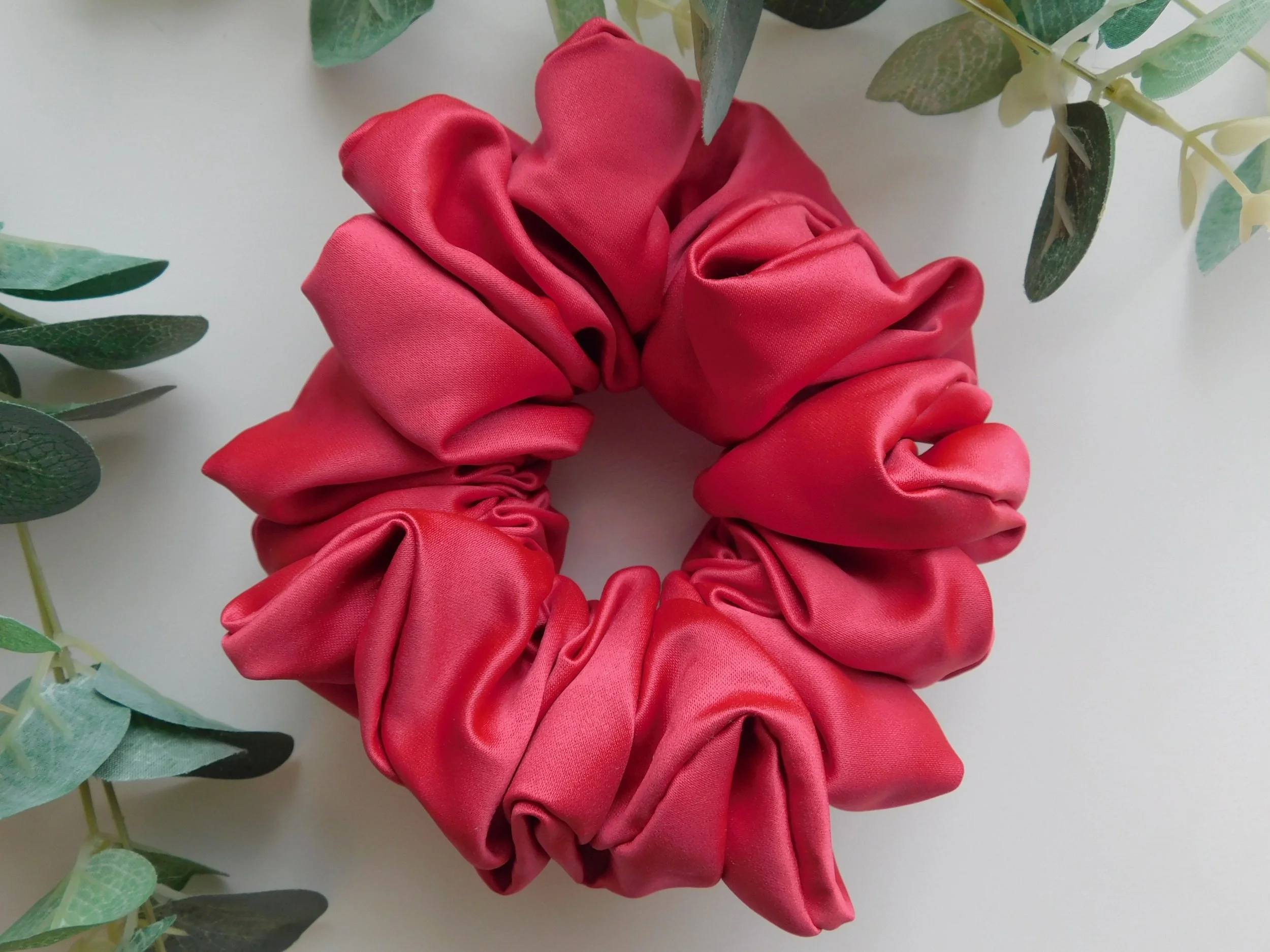 Raspberry Pink Duchess Satin Plush Scrunchie