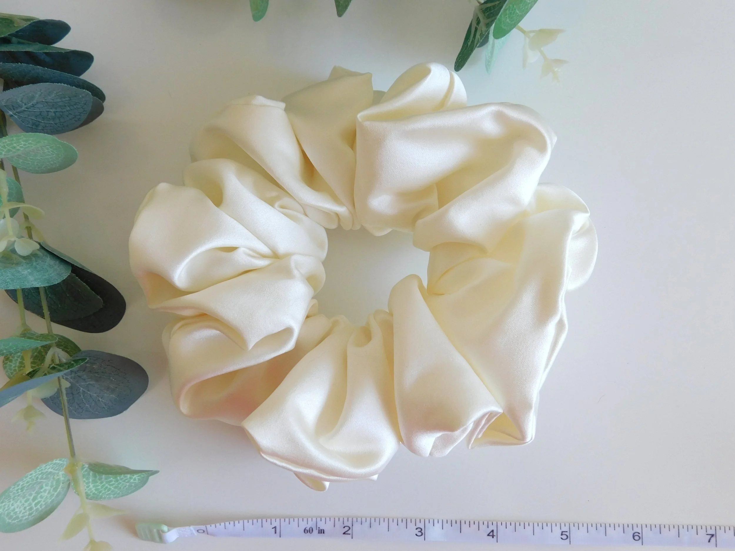 2 Cream Duchesss Satin Plush Scrunchie.JPG